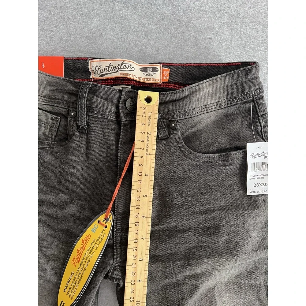 Huntington BC Jeans Mens 28x30 Skinny‎ Fit Stretch Denim Storm Black Surf Team